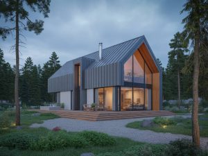 Maison contemporaine en rondins de bois